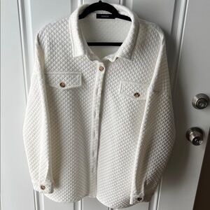 ZESICA Women's White Quilted Jacket